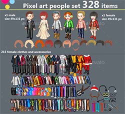 自由组合像素图：Pixel art couple character creation set